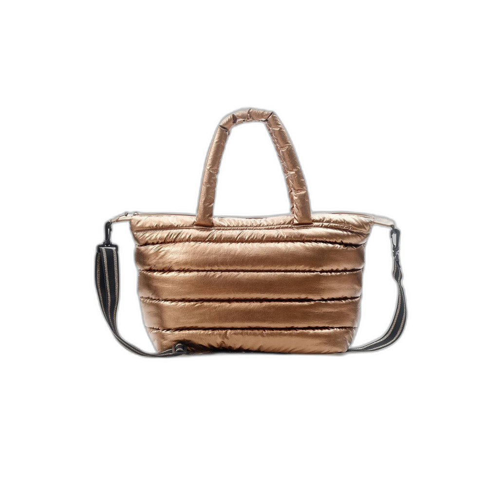 No Boundaries Women's Puffy Quilted Tote Handbag Bronze